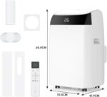 Leises 4-in-1 Mobiles Klimagerät 12000 BTU | Kühlen/Ventilieren/Entfeuchten/Follow-Me | Für Räume Bis 43–51㎡ Abluftschlauch+Digitaldisplay+Fernbedienung+24h-Timer