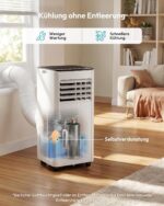 Mobile Klimaanlage 9000 BTU mit Abluftschlauch | 4-in-1 Mobiles Klimagerät | Leiser Betrieb