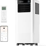 Mobile Klimaanlage 9000BTU 2,6Kw mit Abluftschlauch | 3-in-1 Mobiles Klimagerät | Fensterabdichtung | APP-Steuerung + Fernbedienung | Leiser Betrieb | 24h-Timer | Für Räume bis 25m²