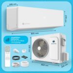 Klimaanlage Set Split - mit WiFi/App Funktion Klimagerät Kühlen A++/ Heizen A+ 3,5kW 12000 BTU Sehr Leise, Kältemittel R32 - Fernbedienung, Timerfunktion - Inkl. Montagematerial