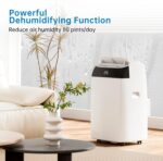 Leises 4-in-1 Mobiles Klimagerät 12000 BTU | Kühlen/Ventilieren/Entfeuchten/Follow-Me | Für Räume Bis 43–51㎡ Abluftschlauch+Digitaldisplay+Fernbedienung+24h-Timer