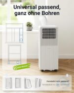 Mobile Klimaanlage 9000 BTU, Klimaanlage mobil mit Abluftschlauch, Mobiles Klimagerät mit Abluftschlauch für Räume bis zu 33m²/90m³, Klimagerät mit Timer, R290, weiß