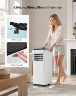 Mobile Klimaanlage 9000 BTU mit Abluftschlauch | 4-in-1 Mobiles Klimagerät | Leiser Betrieb