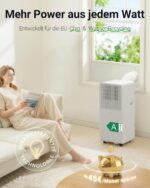 Mobile Klimaanlage 9000 BTU, Klimaanlage mobil mit Abluftschlauch, Mobiles Klimagerät mit Abluftschlauch für Räume bis zu 33m²/90m³, Klimagerät mit Timer, R290, weiß