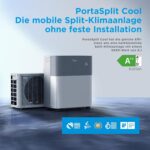 Midea Portasplit Cool Mobile Klimaanlage, nur Kühlung, A++, 8000 BTU 2, 3kW, für Räume bis zu 28 m² / 70 m³, nur 38 dB(A) im Silent-Modus