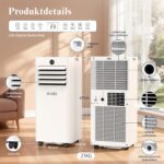 Klimaanlage Mobil 9000 BTU,4-in-1 Mobile Klimaanlage - LED Display&Fernbedienung,leise mobile klimaanlage mit einem Fenstermontagesatz,klimagerät mit abluftschlauch,Raumgröße bis 88m³(33㎡) Tragbare
