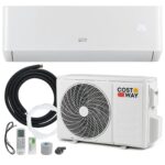 COSTWAY Klimaanlage Split 9000 BTU, 3,4kW Inverter Klimagerät leise mit Heizfunktion, WiFi & App & R32 Kältemittel, Klimasplittgeräte inkl. Montagematerial, Air Conditioner