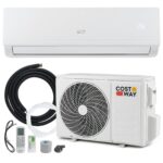 COSTWAY Klimaanlage Split 9000 BTU, 3,4kW Inverter Klimagerät leise mit Heizfunktion, WiFi & App & R32 Kältemittel, Klimasplittgeräte inkl. Montagematerial, Air Conditioner