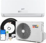 COSTWAY Klimaanlage Split 9000 BTU, 3,4kW Inverter Klimagerät leise mit Heizfunktion, WiFi & App & R32 Kältemittel, Klimasplittgeräte inkl. Montagematerial, Air Conditioner