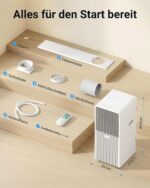 Mobile Klimaanlage 9000 BTU, Klimaanlage mobil mit Abluftschlauch, Mobiles Klimagerät mit Abluftschlauch für Räume bis zu 33m²/90m³, Klimagerät mit Timer, R290, weiß