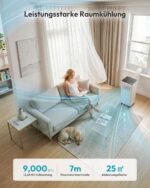 Mobile Klimaanlage 9000 BTU mit Abluftschlauch | 4-in-1 Mobiles Klimagerät | Leiser Betrieb