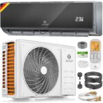 KESSER® Split Klimaanlage Set Quick Connect – WiFi & App Klimagerät mit Heizfunktion & Kühlmodus Wandklimaanlage, mit Kupferleitung 12000 BTU 3,4 kW Kältemittel R32 Inkl. Montagematerial