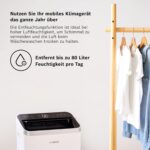 Bosch Cool 5100 Mobiles Klimagerät - 3-in-1 Klimaanlage, Luftentfeuchter, Ventilator - 3,4 kW für Räume bis zu 46 m² - Mit Auto-Modus, Silent-Modus & Sleep-Modus