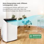 Bosch Cool 5100 Mobiles Klimagerät - 3-in-1 Klimaanlage, Luftentfeuchter, Ventilator - 3,4 kW für Räume bis zu 46 m² - Mit Auto-Modus, Silent-Modus & Sleep-Modus