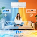 KESSER® Split Klimaanlage Set Quick Connect – WiFi & App Klimagerät mit Heizfunktion & Kühlmodus Wandklimaanlage, mit Kupferleitung 12000 BTU 3,4 kW Kältemittel R32 Inkl. Montagematerial