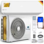 Klimaanlage Set Split - mit WiFi/App Funktion Klimagerät Kühlen A++/ Heizen A+ 3,5kW 12000 BTU Sehr Leise, Kältemittel R32 - Fernbedienung, Timerfunktion - Inkl. Montagematerial