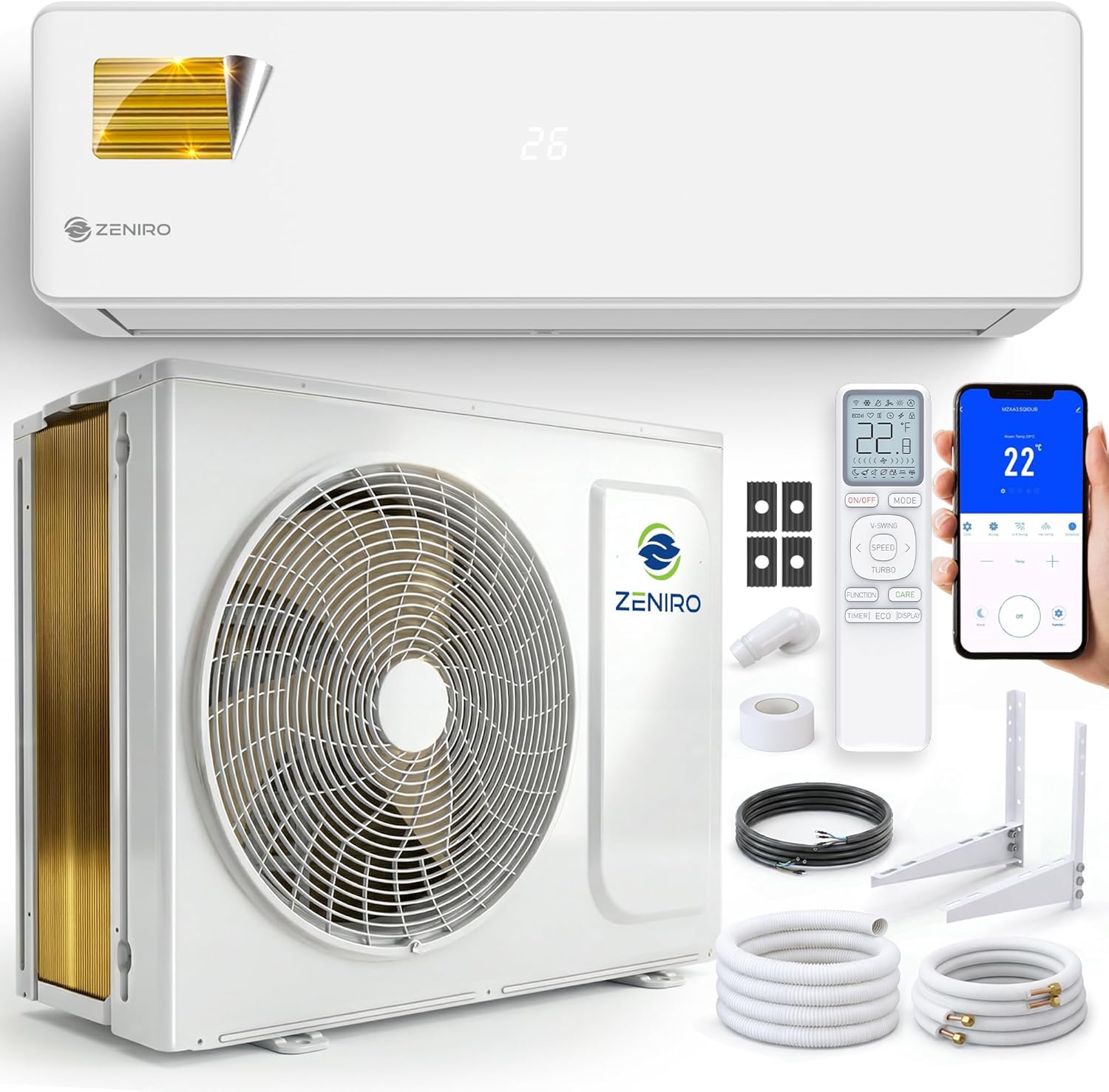 81fJdoSXgEL._AC_SL1500 Split Klimaanlage Klimagerät Set Air Conditioner mit Heizfunktion 12000 BTU 3,5kW A++ WiFi/App-Steuerung 4D AirFlow Auto Reinigung inkl. Montagematerial Vorgefüllt R32