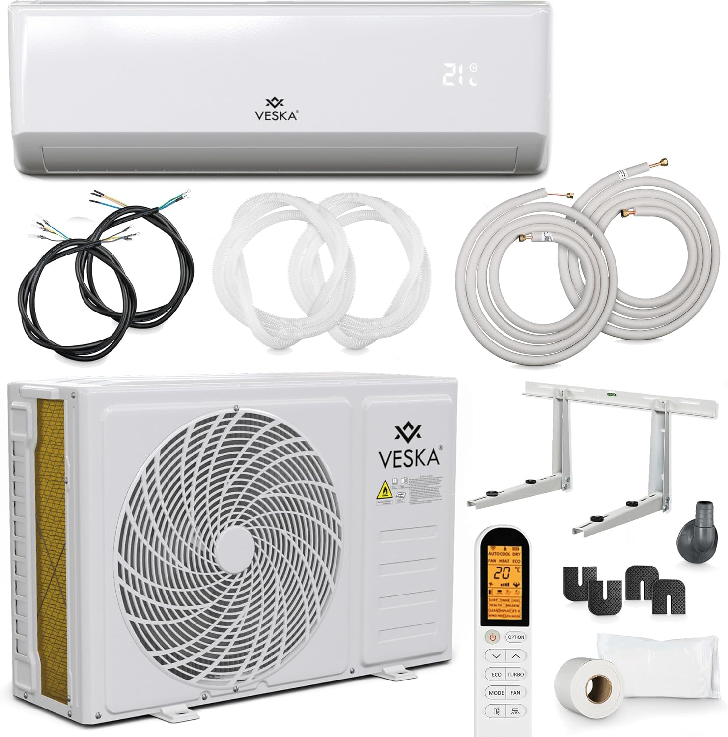 81ir7U_l1tL._AC_SL1500 Klimaanlage Set Split - mit WiFi/App Funktion Klimagerät - Kühlen A++/ Heizen A+ 12000 BTU/h (3.500 Watt) Kältemittel R32 - Fernbedienung, Timerfunktion - inkl. Montagematerial (VSK-12000BTU)